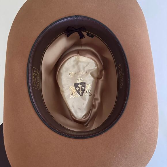 Resistol Hat Self Conforming Brown Feather Band Felt Western Cowboy Hat Size 7 - Picture 8 of 12